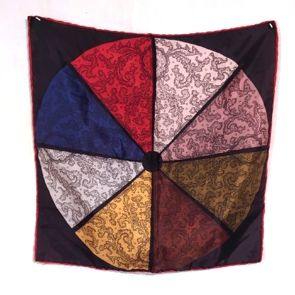 Crown Handkerchief Square Wheel Pattern Block Scarf Handkerchief Hankie - Picture 1 of 3